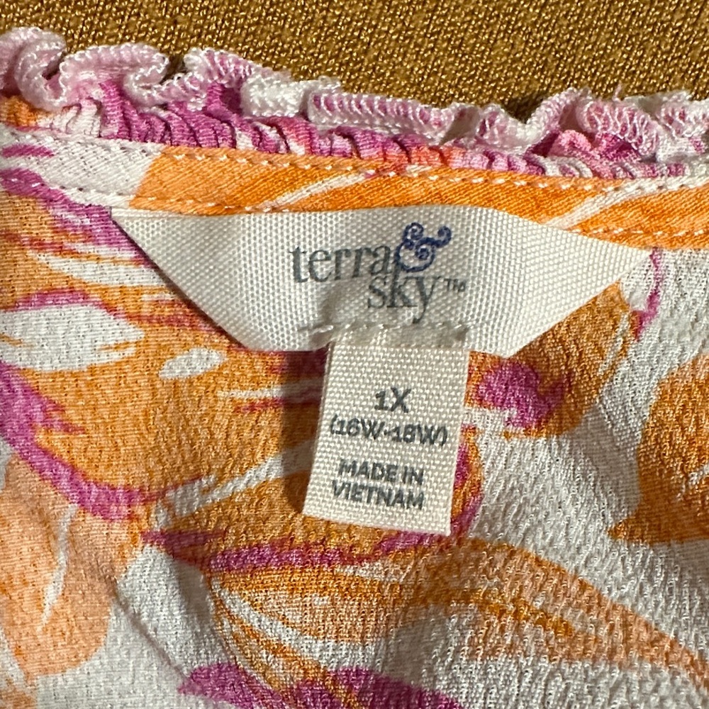Terra & Sky Vibrant Pink and Orange Blouse - Picture 2 of 2